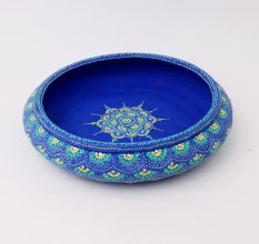 Handcrafted Blue Terracotta Urli with Golden Motifs
